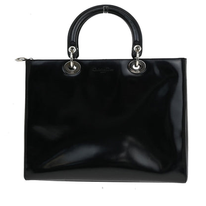 Christian Dior Lady Dior Patent Noir Cuir Vernis Black Patent_Leather Bag () Rovelle Bags