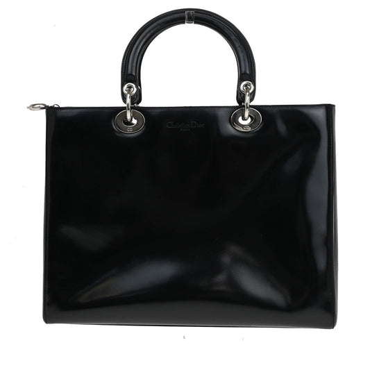 Christian Dior Lady Dior Patent Noir Cuir Vernis Black Patent_Leather Bag () Rovelle Bags