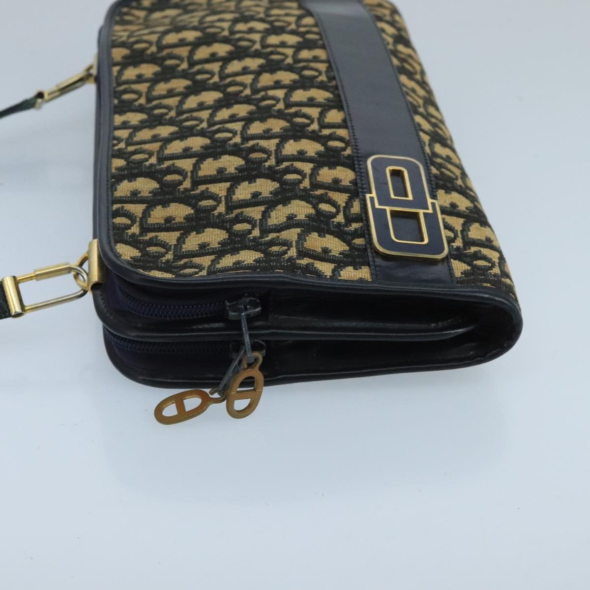 Christian Dior Trotter Crossbody Bag Diorissimo Coated Canvas Navy Canvas Shoulder Bag Bag Rovelle Bags