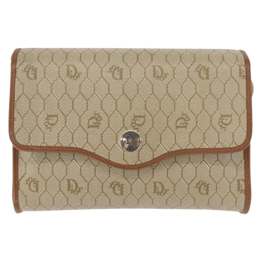 Christian Dior Honeycomb Flap Crossbody Bag Canvas And Leather Beige Canvas Shoulder Bag Bag Rovelle Bags