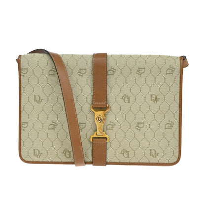 Christian Dior Honeycomb Handbag Canvas Leather Beige Canvas Shoulder Bag Bag Rovelle Bags
