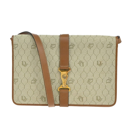 Christian Dior Honeycomb Handbag Canvas Leather Beige Canvas Shoulder Bag Bag Rovelle Bags
