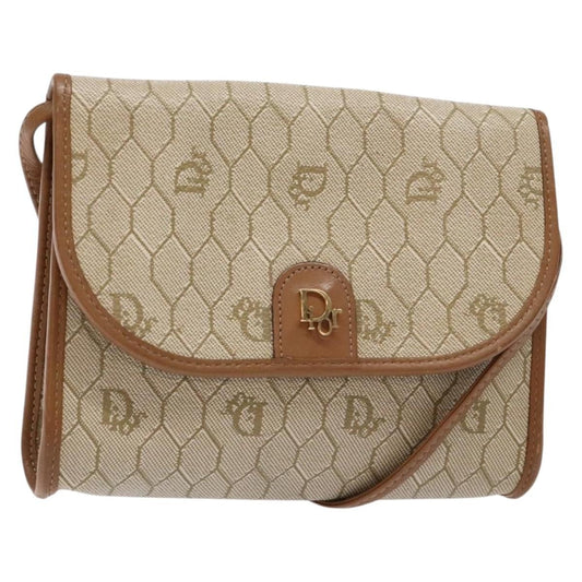 Christian Dior Honeycomb Flap Crossbody Bag Coated Canvas Beige Pvc Bag Rovelle Bags