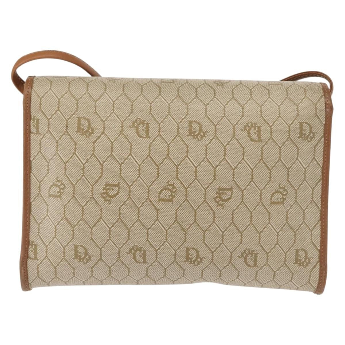 Christian Dior Honeycomb Flap Crossbody Bag Canvas And Leather Beige Canvas Shoulder Bag Bag () Rovelle Bags