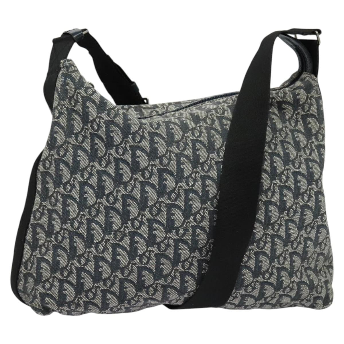 Christian Dior Zip Shoulder Bag Diorissimo Canvas Navy Canvas Shoulder Bag Bag Rovelle Bags