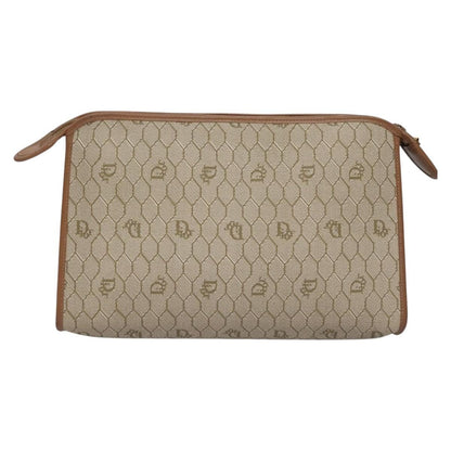 Christian Dior Honeycomb Zip Pouch Coated Canvas Beige Pvc Clutche Pouche Bag Style 2 Rovelle Bags