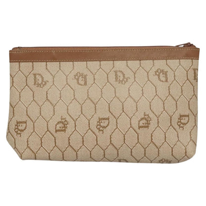 Christian Dior Honeycomb Zip Pouch Coated Canvas Beige Pvc Bag Rovelle Bags