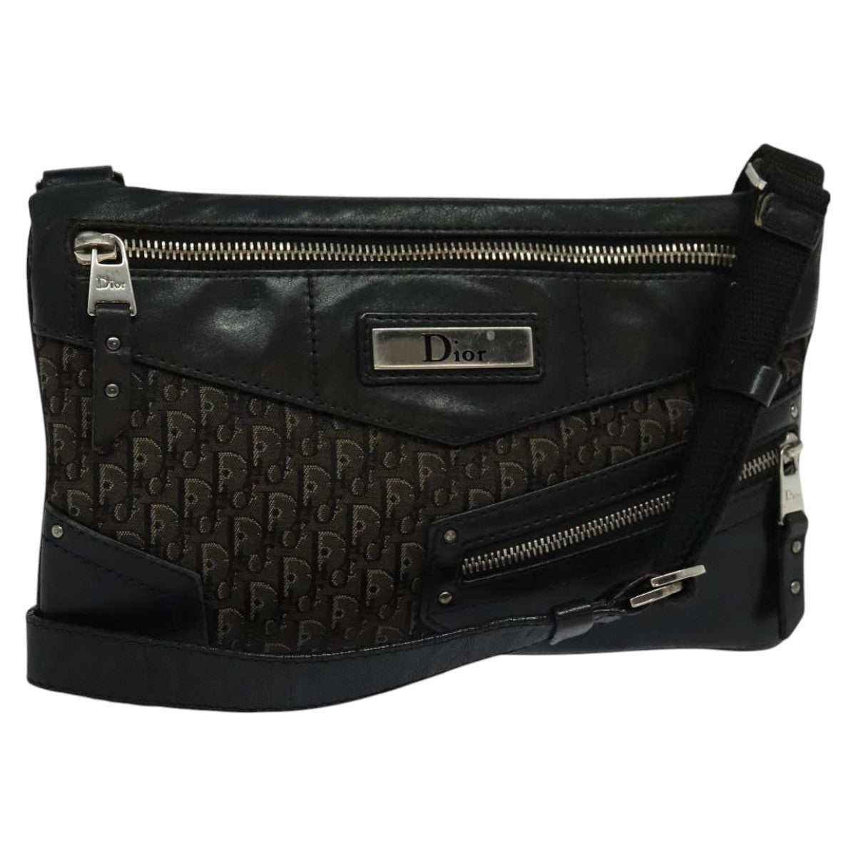 Christian Dior Trotter Shoulder Bag Canvas Black Canvas Shoulder Bag Bag Rovelle Bags