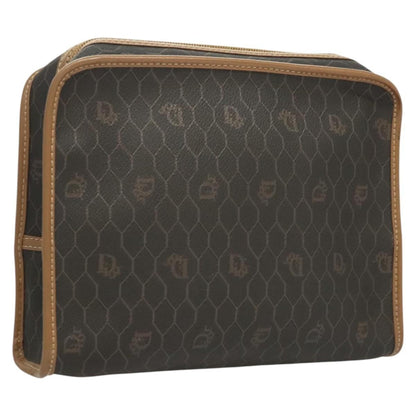 Christian Dior Honeycomb Zip Pouch Coated Canvas Black Pvc Canvas Clutche Pouche Bag Rovelle Bags