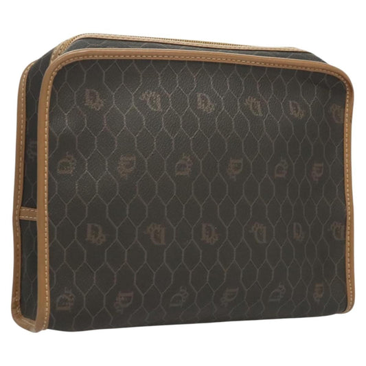 Christian Dior Honeycomb Zip Pouch Coated Canvas Black Pvc Canvas Clutche Pouche Bag Rovelle Bags