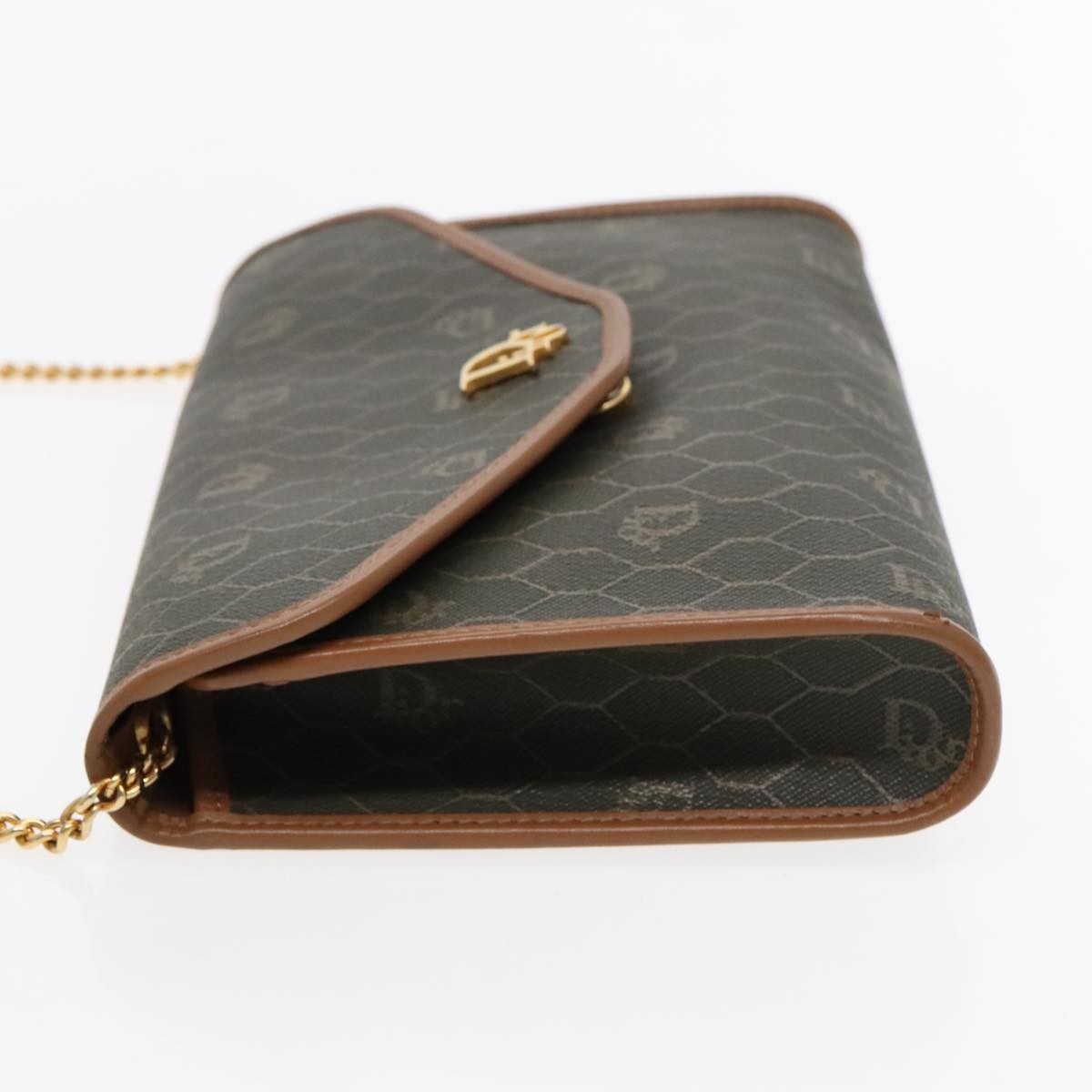 Christian Dior Honeycomb Chain Canvas Khaki Canvas Shoulder Bag Bag () Rovelle Bags