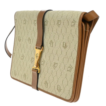 Christian Dior Honeycomb Handbag Canvas Leather Beige Canvas Shoulder Bag Bag Rovelle Bags