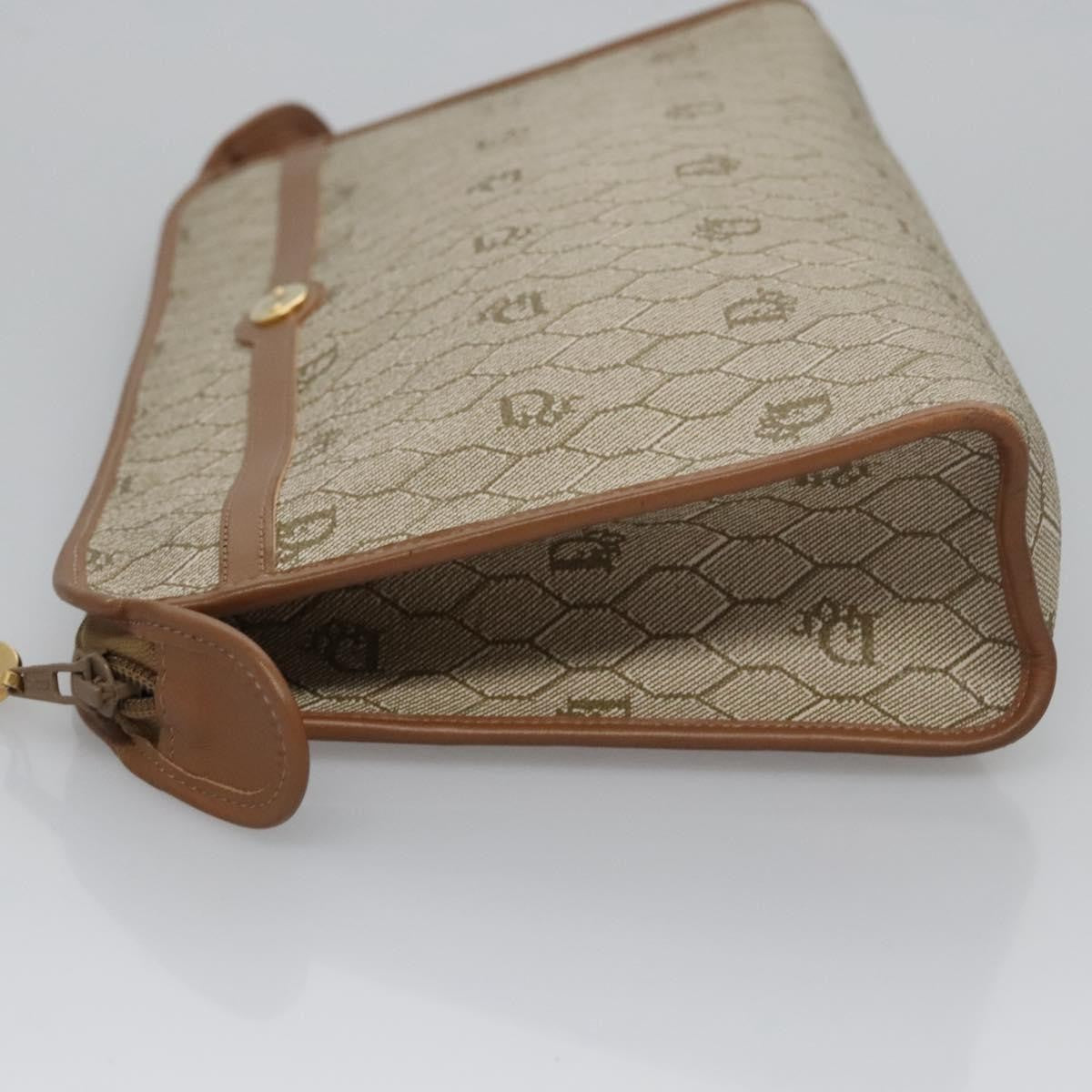 Christian Dior Honeycomb Zip Pouch Coated Canvas Beige Pvc Clutche Pouche Bag Style 2 Rovelle Bags