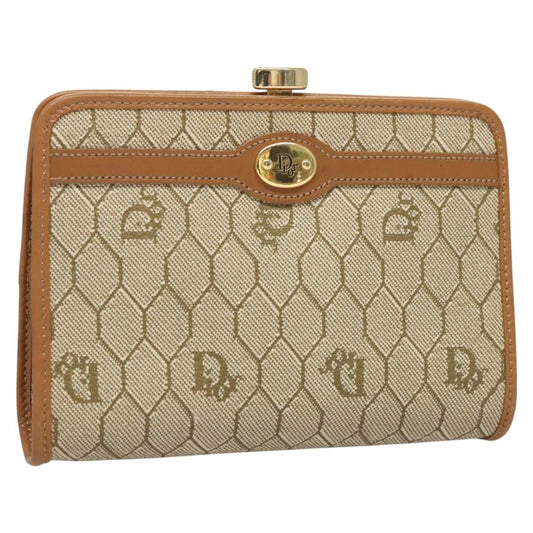 Christian Dior Honeycomb Zip Pouch Coated Canvas Beige Pvc Clutche Pouche Bag Canvas Rovelle Bags