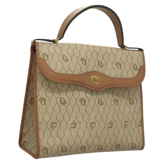 Christian Dior Honeycomb Handbag Canvas Leather Beige Canvas Bag Rovelle Bags
