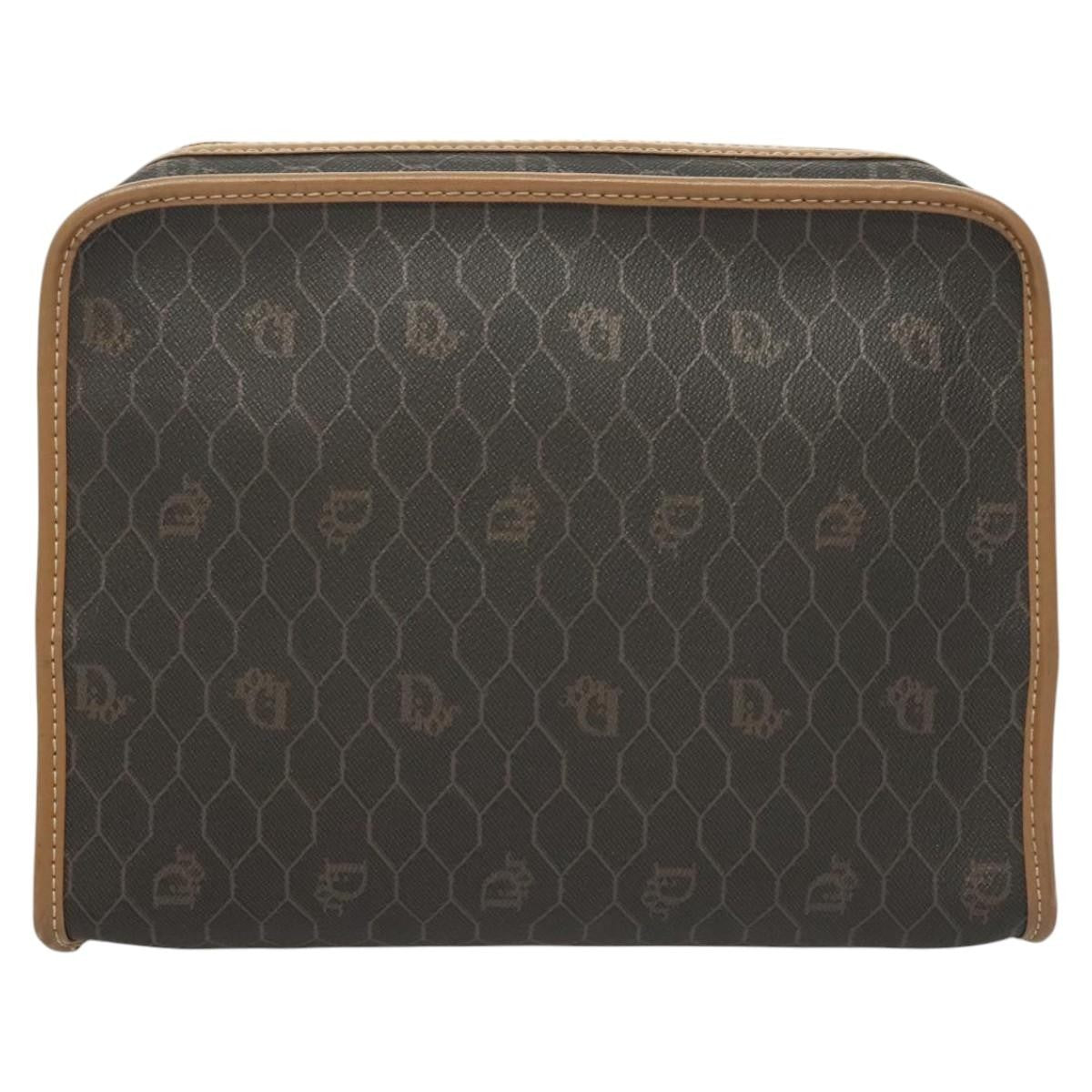 Christian Dior Honeycomb Zip Pouch Coated Canvas Black Pvc Canvas Clutche Pouche Bag Rovelle Bags