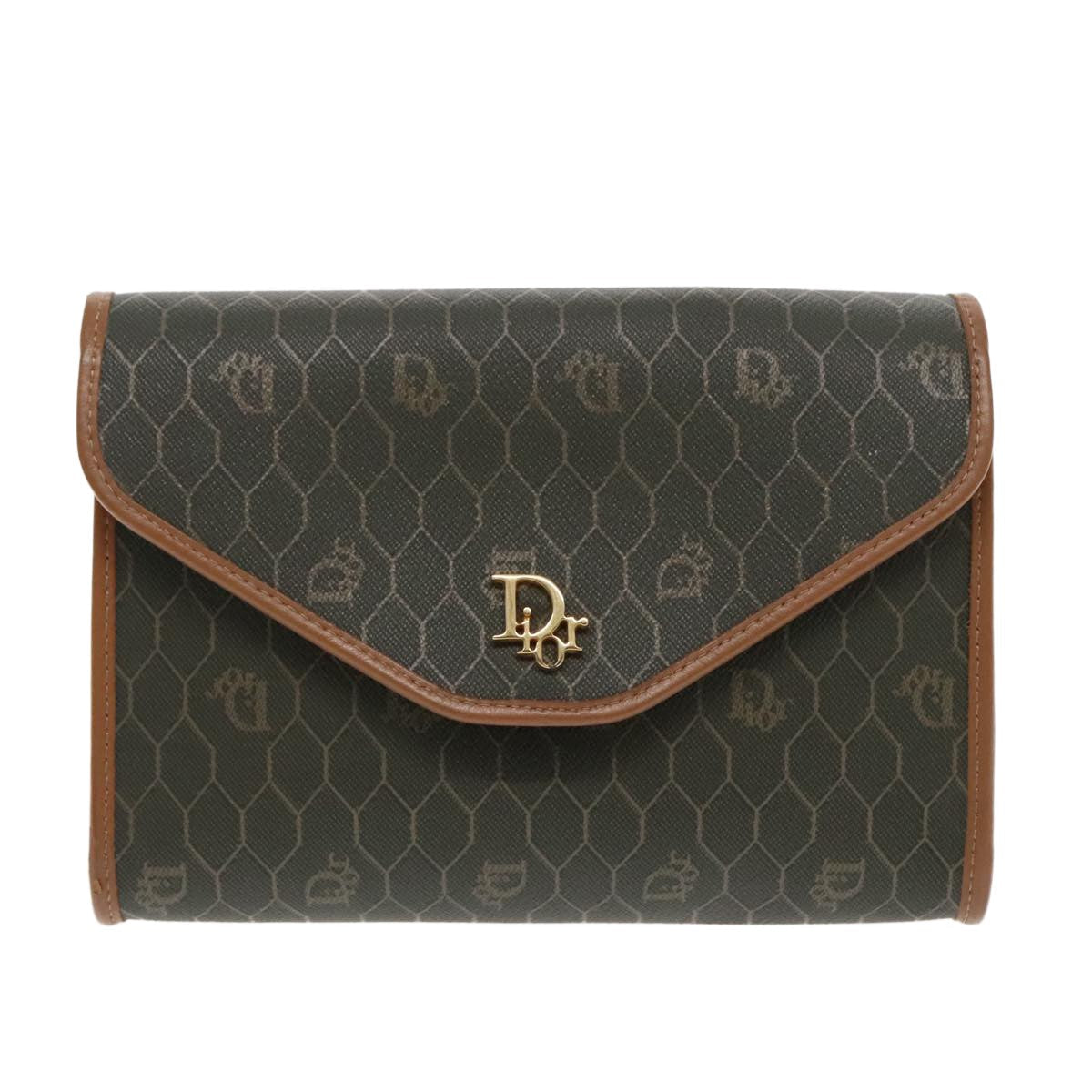 Christian Dior Honeycomb Chain Canvas Khaki Canvas Shoulder Bag Bag Rovelle Bags