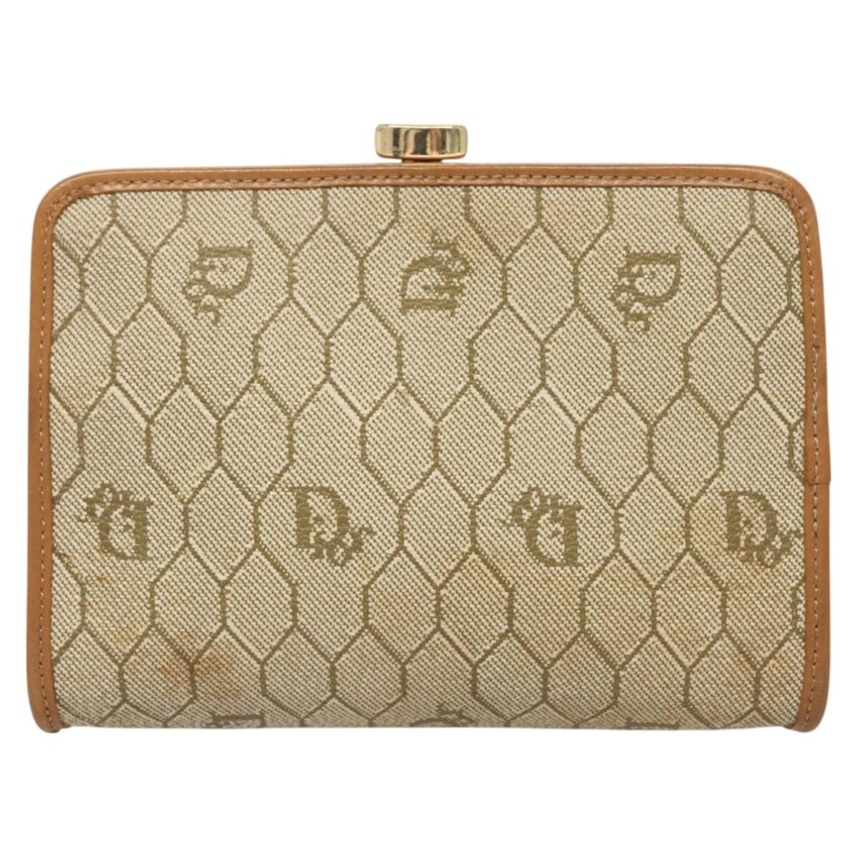 Christian Dior Honeycomb Zip Pouch Coated Canvas Beige Pvc Clutche & Pouche Bag () Rovelle Bags