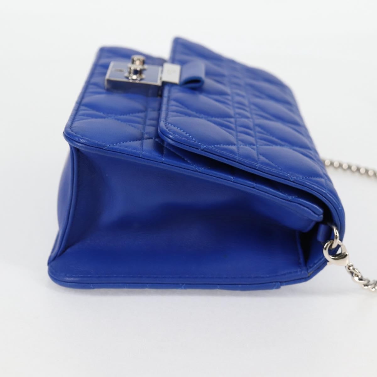 Christian Dior Miss Dior Promenade Pouch Cannage Quilt Lambskin Blue Leather Shoulder Bag Bag Rovelle Bags