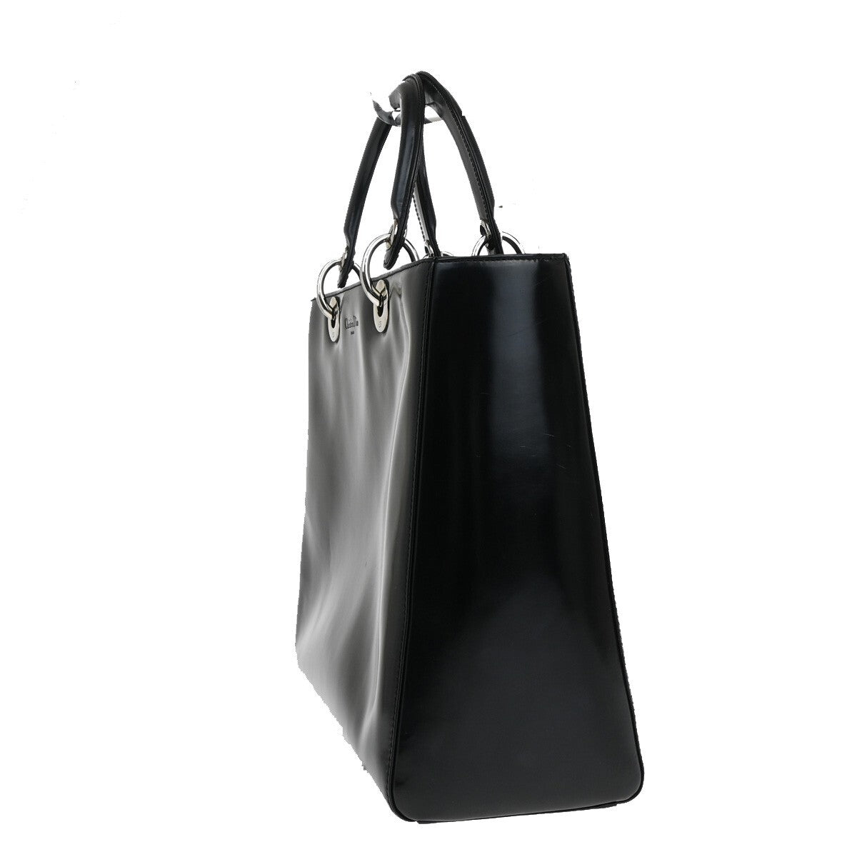 Christian Dior Lady Dior Patent Noir Cuir Vernis Black Patent_Leather Bag () Rovelle Bags