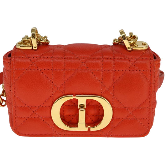 Christian Dior Caro Bag Cannage Quilt Calfskin Orange Leather Bag Rovelle Bags
