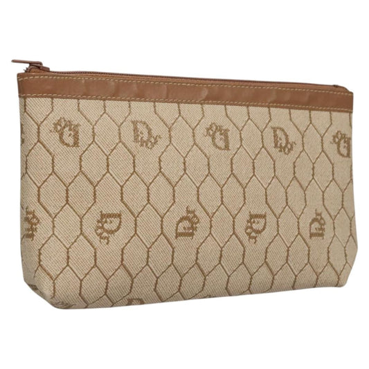 Christian Dior Honeycomb Zip Pouch Coated Canvas Beige Pvc Bag Rovelle Bags