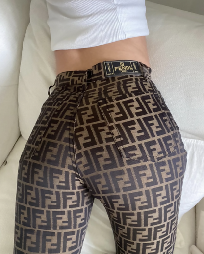 Fendi Zucca Print High-Waisted Jeans Rovelle Bags