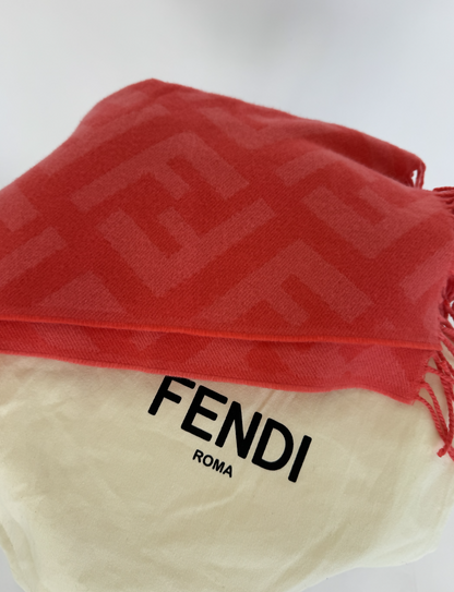 Fendi FF Print Tulip Woven Cashmere Fringe Scarf Rovelle Bags