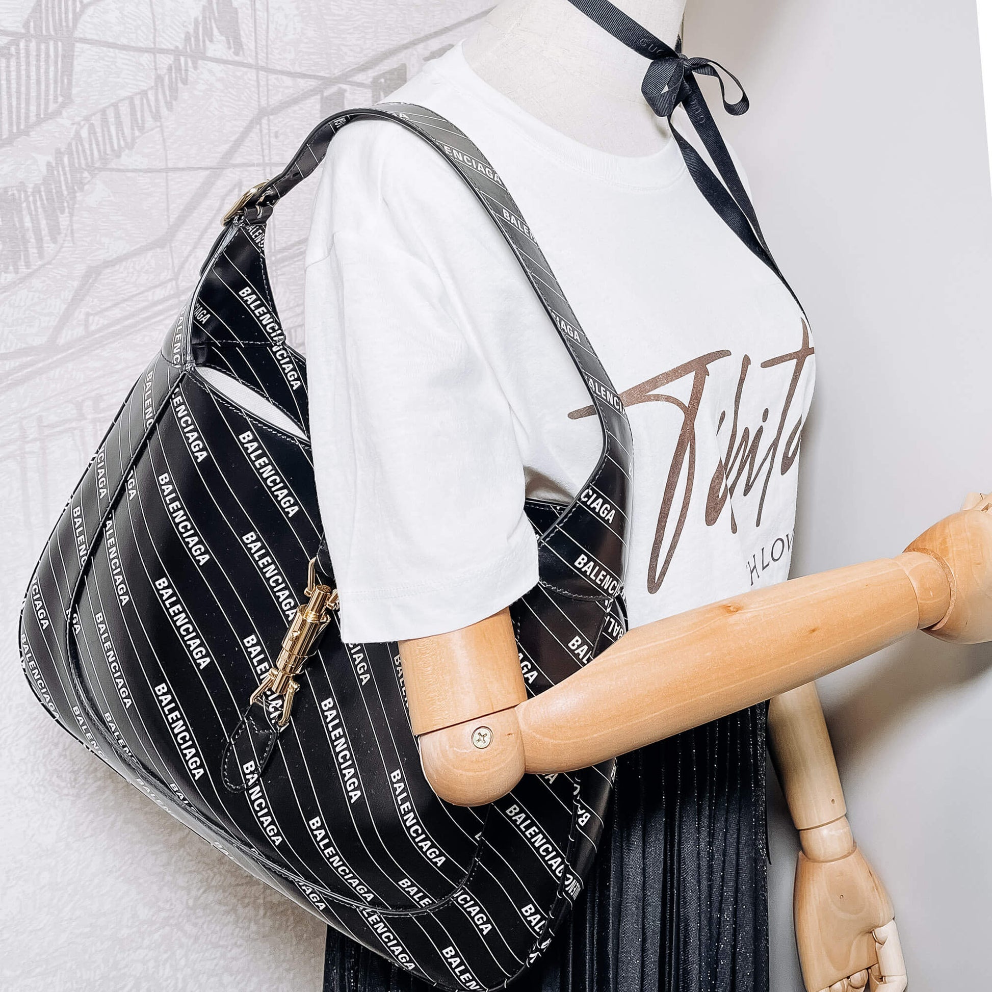 Gucci X Balenciaga The Hacker Project Big 1961 Jackie Black Leather Rovelle Bags