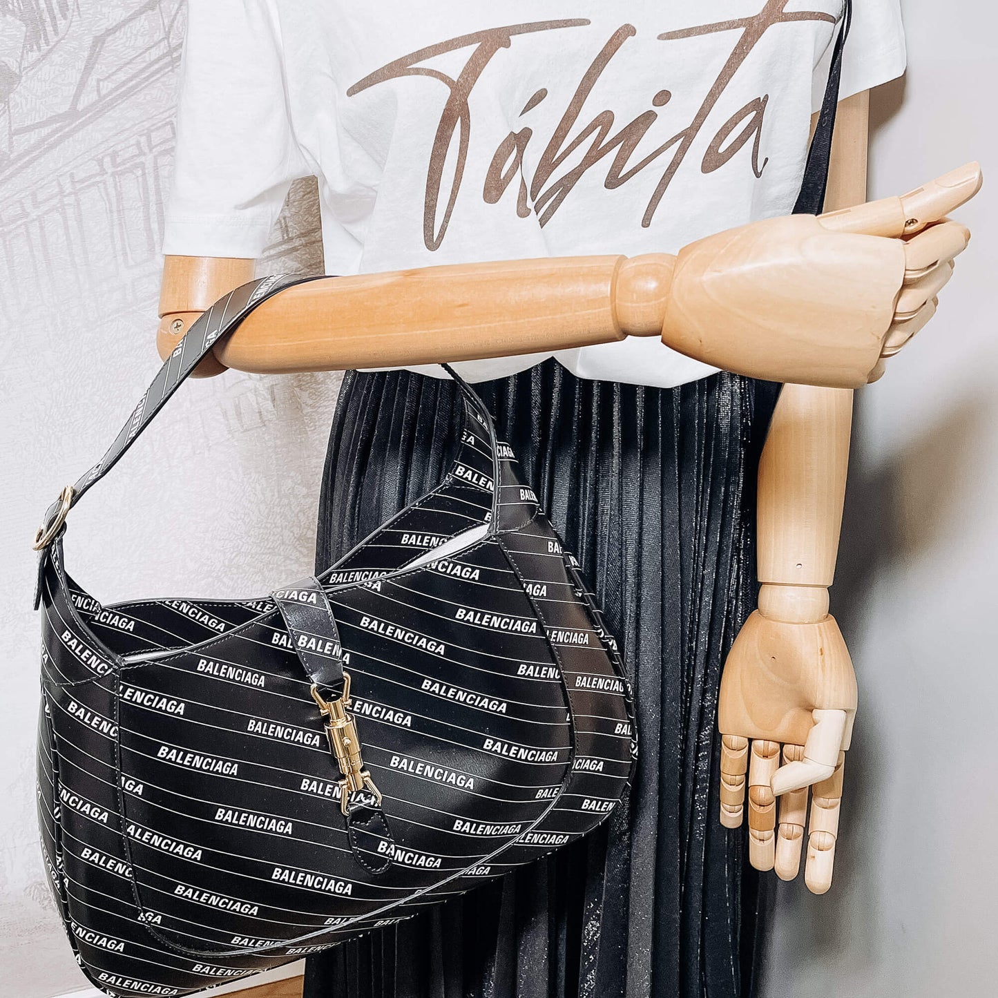 Gucci X Balenciaga The Hacker Project Big 1961 Jackie Black Leather Rovelle Bags