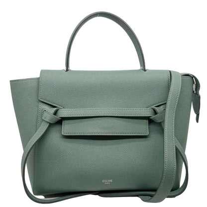 CELINE Micro Belt Grained Leather Shoulder Bag Light Green
