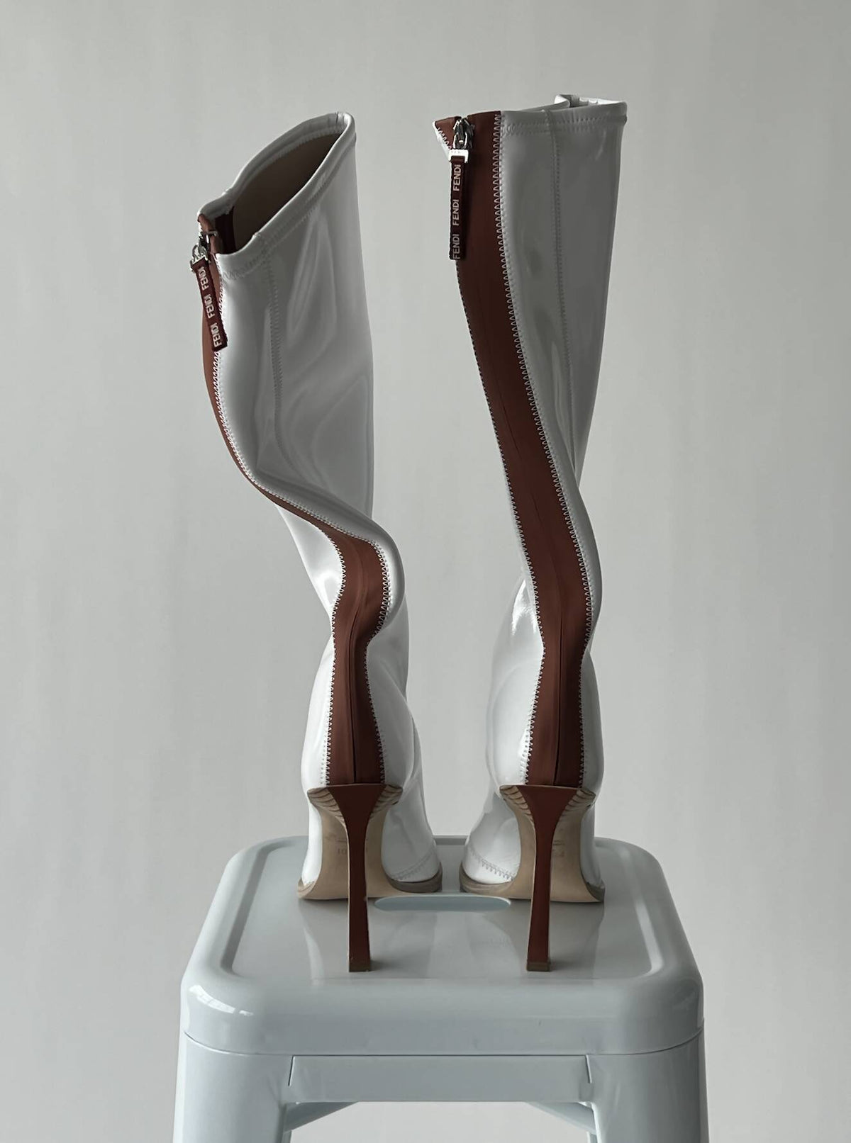 FENDI Glossy Neoprene FFrame Boots - FULL SET Rovelle Bags
