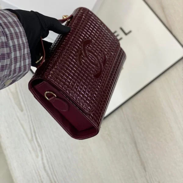 Chanel Classic Trifold Wallet / Purse Maroon