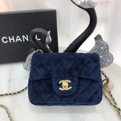 Chanel Velvet Flap Bags with Gold Metal