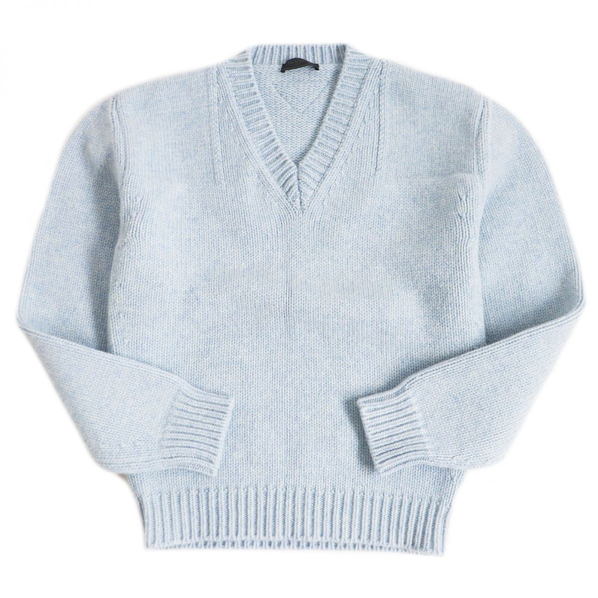 Prada Knit Main 100 Virgin Wool Light Blue Mens 44 Rovelle Bags