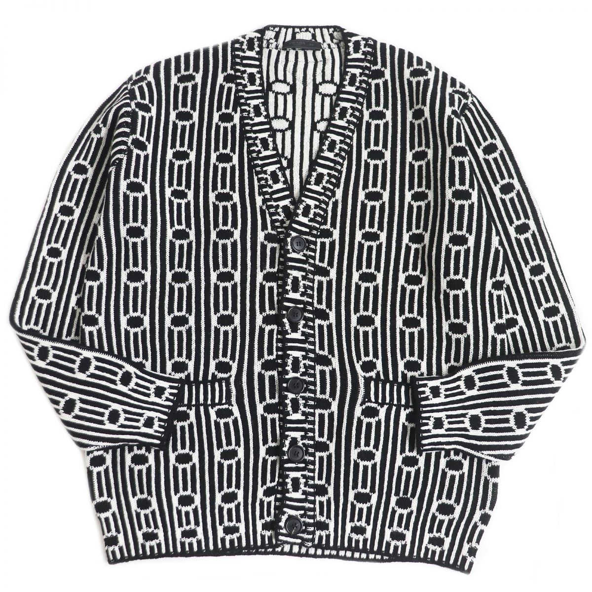 Prada Knit Outer 70 Virgin Wool Outer 30 Cashmere Black X White Mens 44 Rovelle Bags