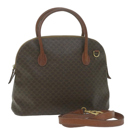 Luxury CELINE Macadam Canvas Tote Bag PVC Leather 2way Brown tb1019