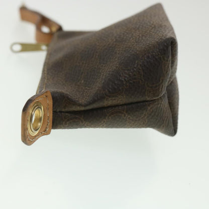 Luxury CELINE Macadam Canvas Pouch PVC Leather Brown tb381