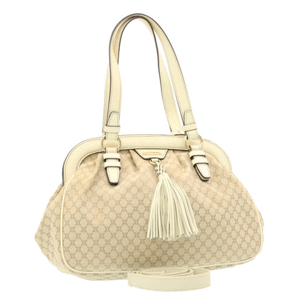 Luxury CELINE Macadam Canvas 2way Shoulder Bag Hand Bag Beige th2019