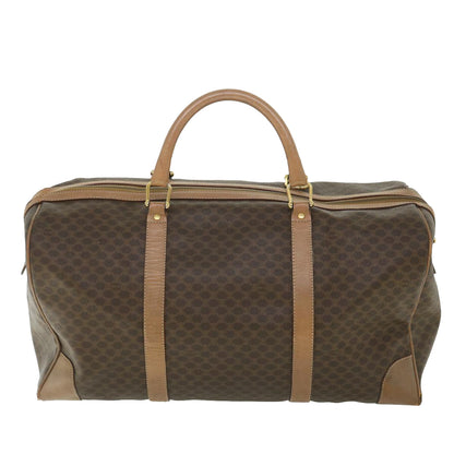 Luxury CELINE Macadam Canvas Boston Bag PVC Leather Brown ki2647
