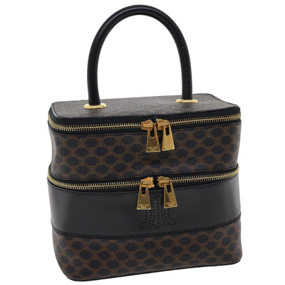 Luxury CELINE Macadam Canvas Vany Cosmetic Pouch Black 28799A