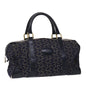 Luxury CELINE Boston Bag Canvas Leather Navy ar8356
