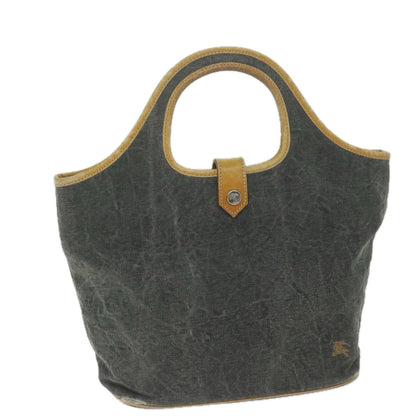 Burberry Label Auth Canvas Blue Handbag