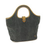 Burberry Label Auth Canvas Blue Handbag