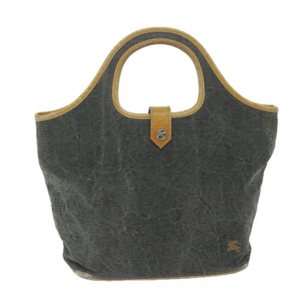 Burberry Label Auth Canvas Blue Handbag