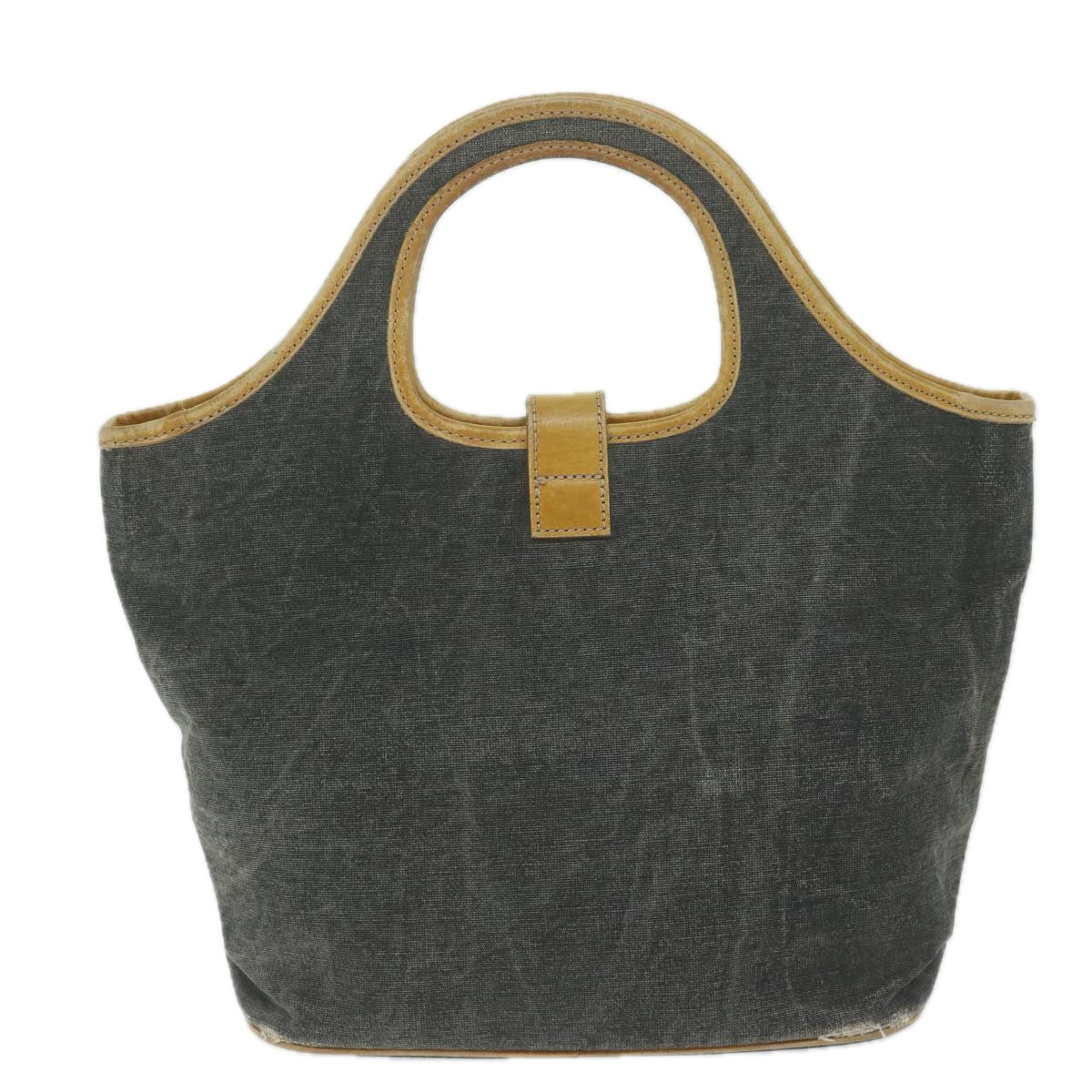 Burberry Label Auth Canvas Blue Handbag