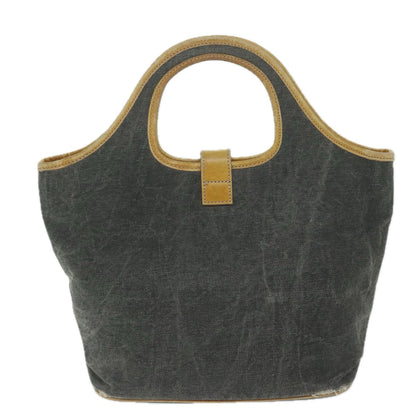 Burberry Label Auth Canvas Blue Handbag