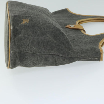 Burberry Label Auth Canvas Blue Handbag