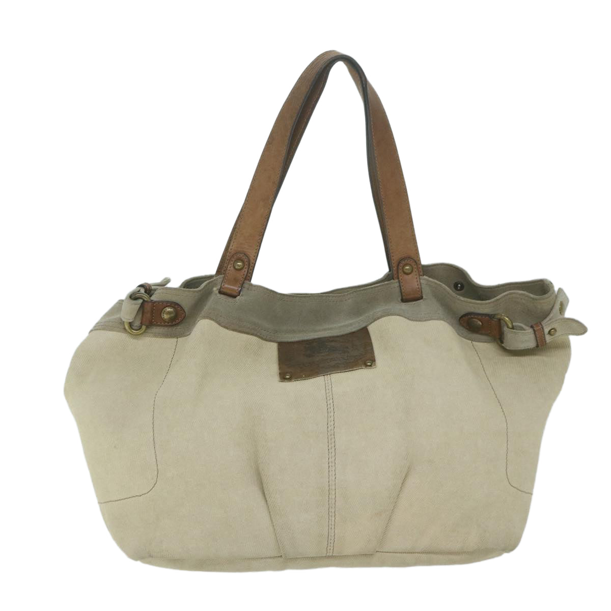 Burberry Label Auth Canvas Beige Tote Bag Style 3