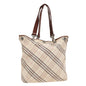 Luxury Burberry Nova Check Tote Bag Nylon Beige Pink Auth ti1804